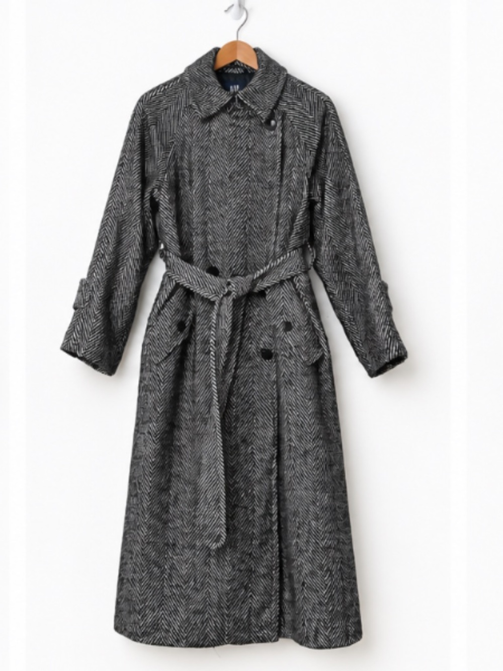 Gap Herringbone Double Breasted Belted Trench Coat